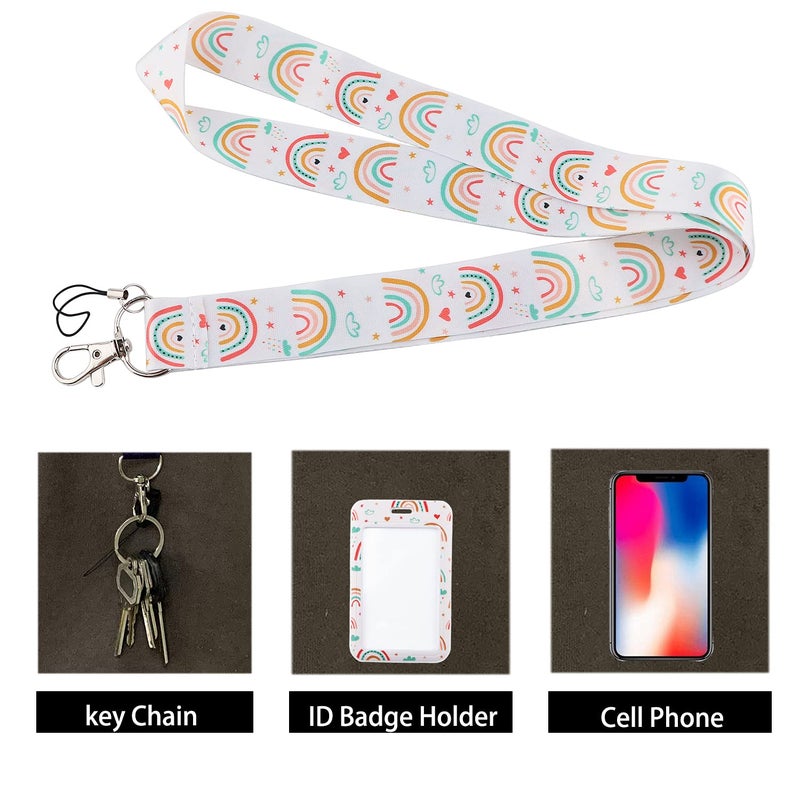 DMLSKY Cute Lanyard with ID Badge Holder Be Kind Rainbow Preppy School Lanyard for Kids Teen Girls Boho - Image 3